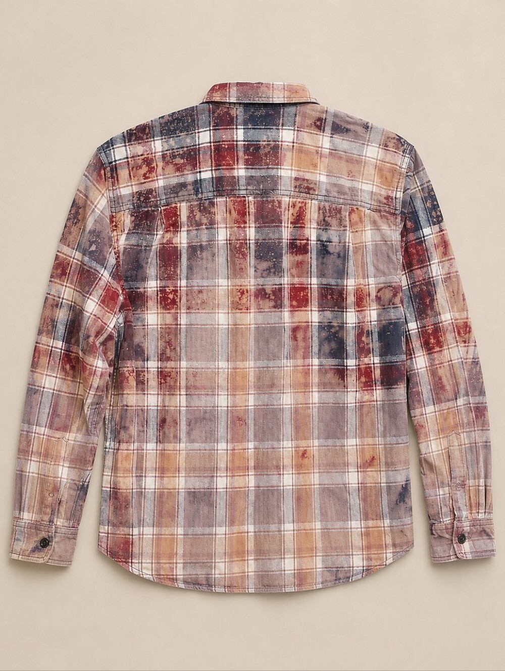 Cheveux Swag Ragz Upcycled Bleached Flannel Red White Plaid Unisex Size M Grunge - Picture 5 of 10